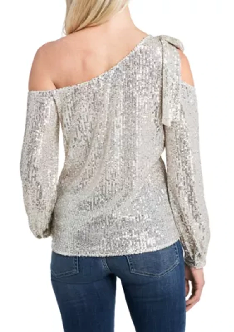 Women's Sequin One Shoulder Top