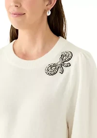 Women's Crew Neck Bow Sweater