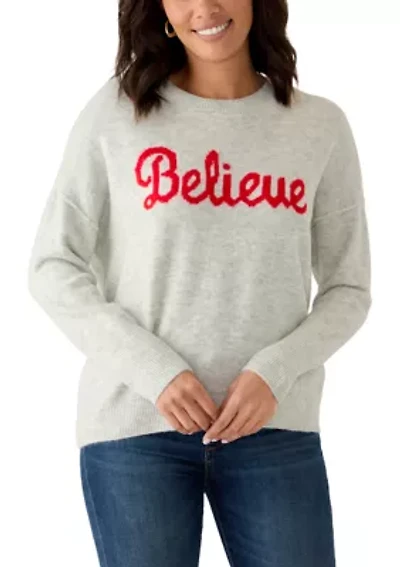 Women's Crew Neck Believe Sweater