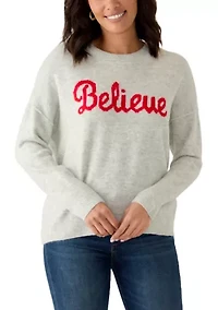 Women's Crew Neck Believe Sweater