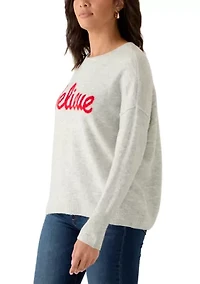 Women's Crew Neck Believe Sweater