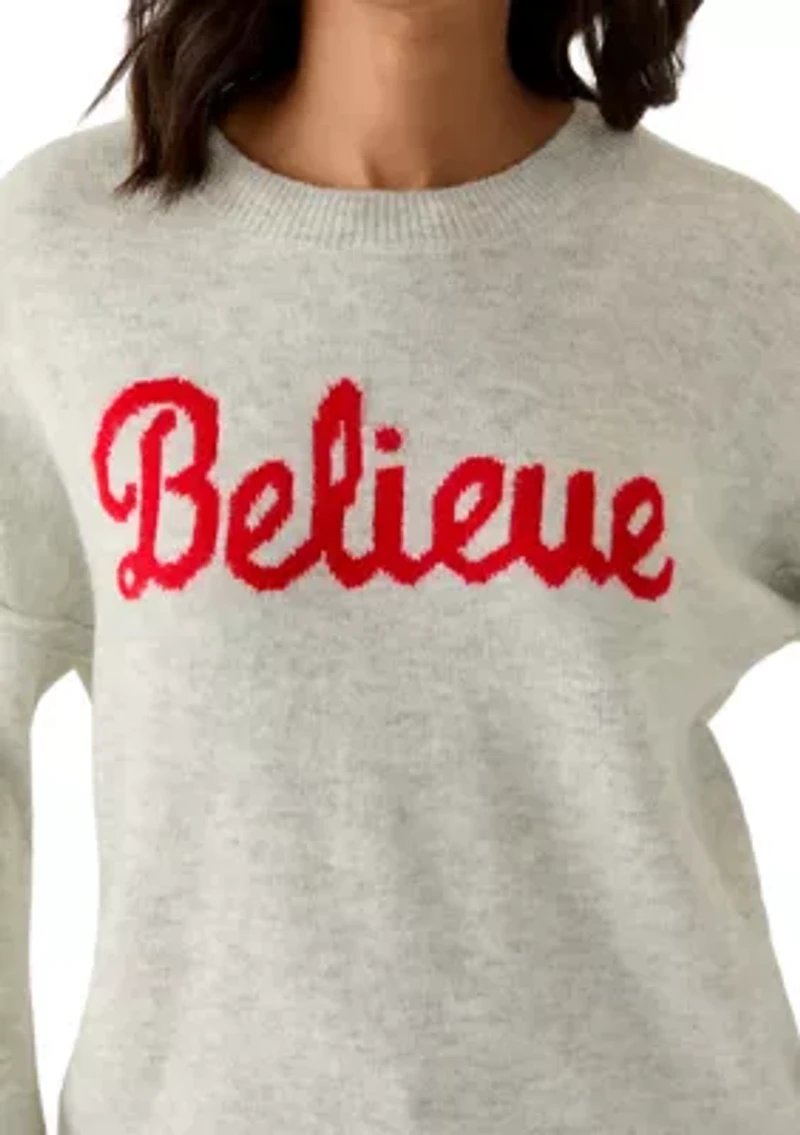 Women's Crew Neck Believe Sweater
