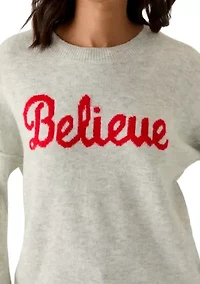 Women's Crew Neck Believe Sweater
