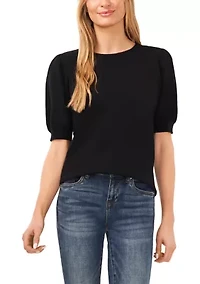 Women's Puff Sleeve Keyhole Back Sweater