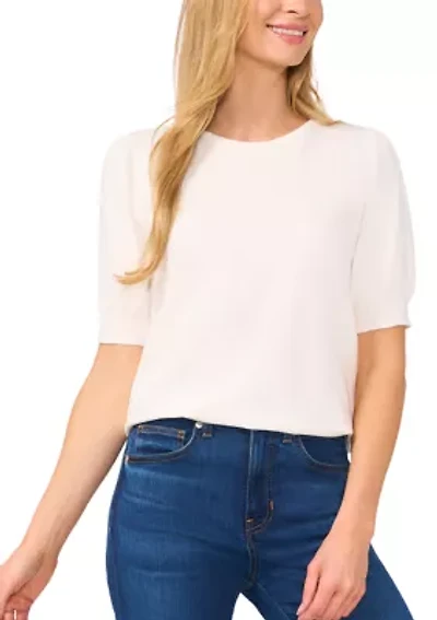 Women's Puff Sleeve Keyhole Back Sweater