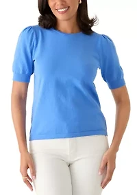 Women's Puff Sleeve Keyhole Back Sweater