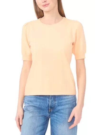 Women's Puff Sleeve Keyhole Back Sweater