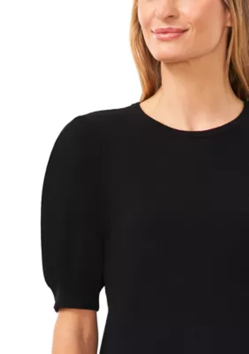 Women's Puff Sleeve Keyhole Back Sweater