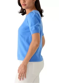 Women's Puff Sleeve Keyhole Back Sweater