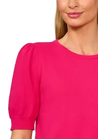 Women's Puff Sleeve Keyhole Back Sweater