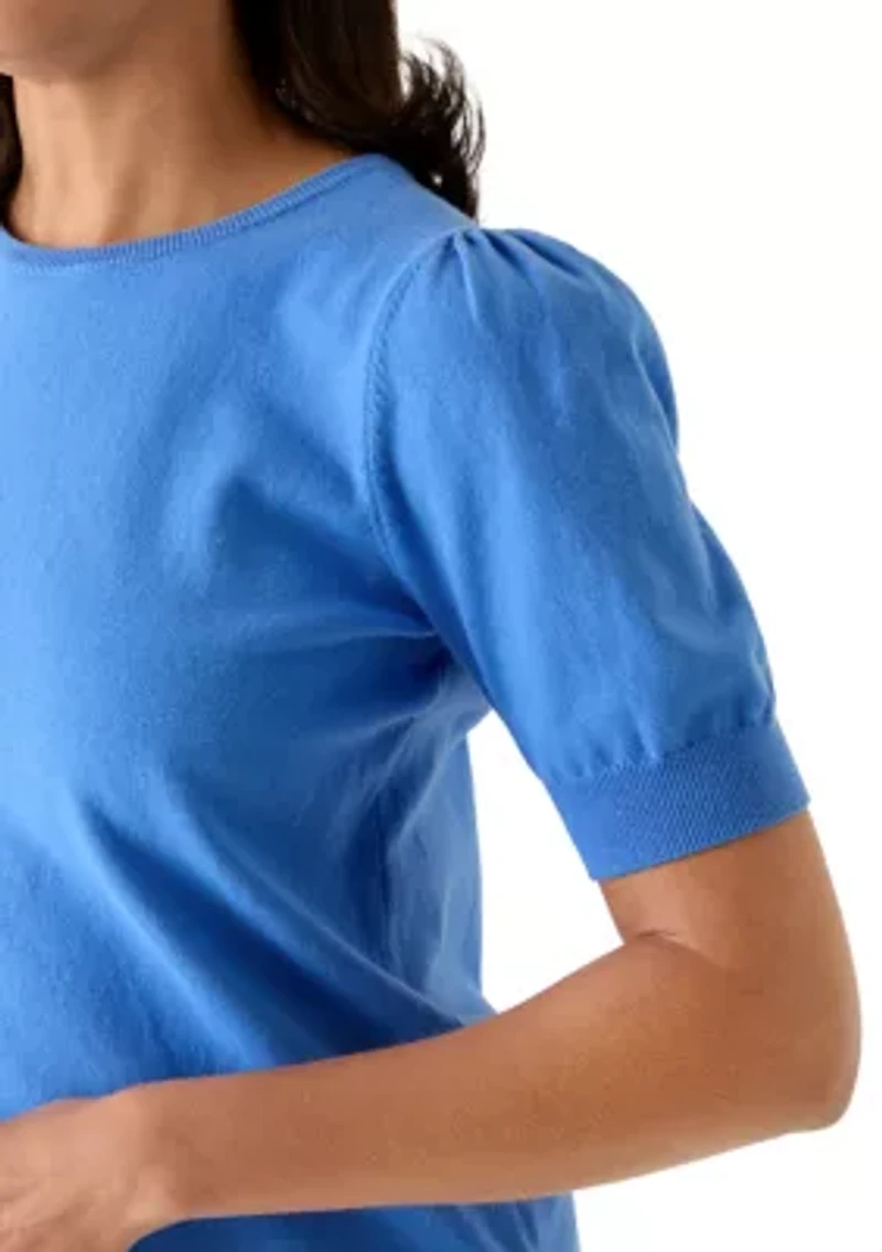 Women's Puff Sleeve Keyhole Back Sweater