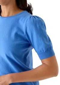 Women's Puff Sleeve Keyhole Back Sweater