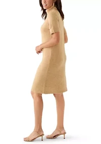 Women's Short Sleeve Mock Neck Sweater Dress