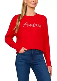 Women's Long Sleeve Beaded Amour Sweater