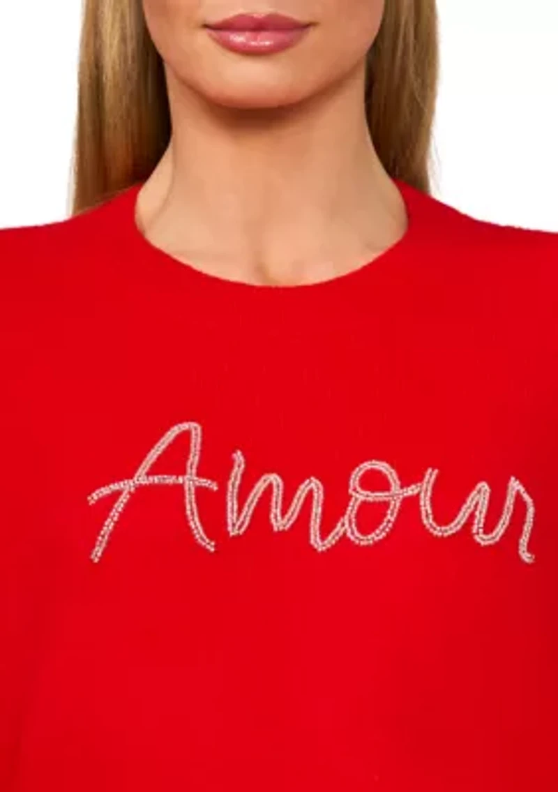 Women's Long Sleeve Beaded Amour Sweater