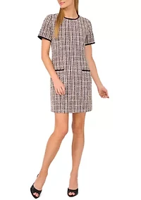 Women's Short Sleeve Tweed Dress