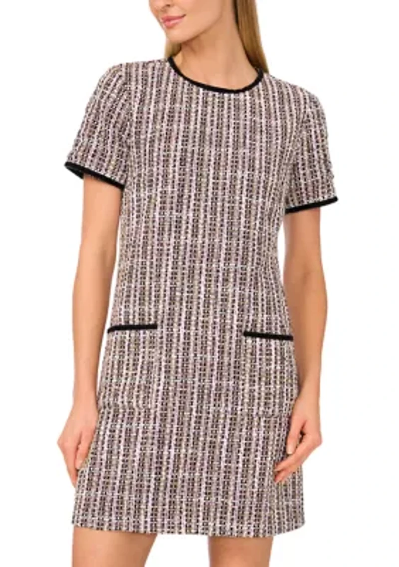 Women's Short Sleeve Tweed Dress