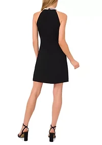 Women's Pearl Halter Neck Sheath Dress