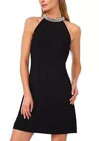 Women's Pearl Halter Neck Sheath Dress