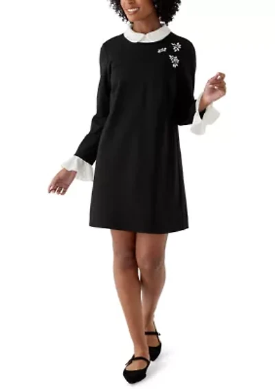 Women's Woven Collar Cuff Short Dress