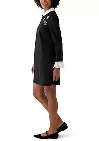 Women's Woven Collar Cuff Short Dress