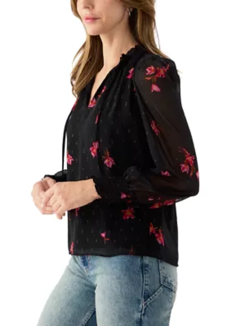 Women's Smocked Puff Sleeve Floral Blouse