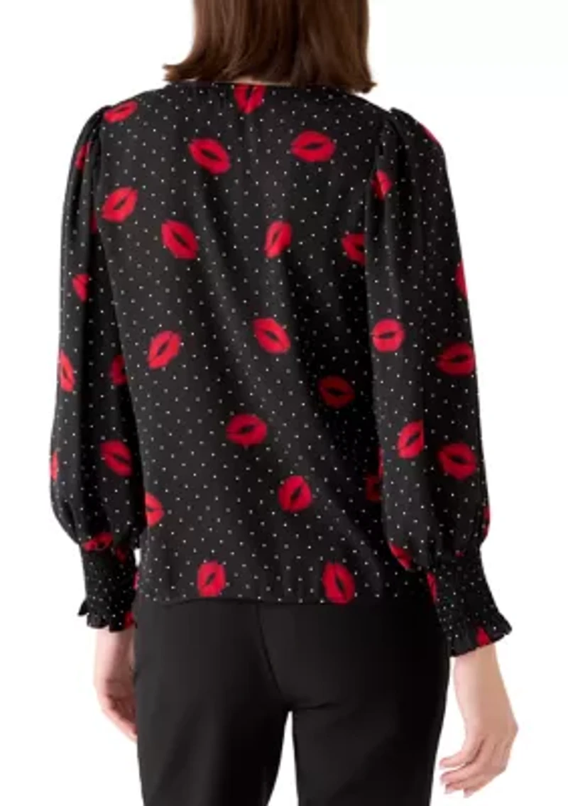 Women's Lip Kiss Print Blouse