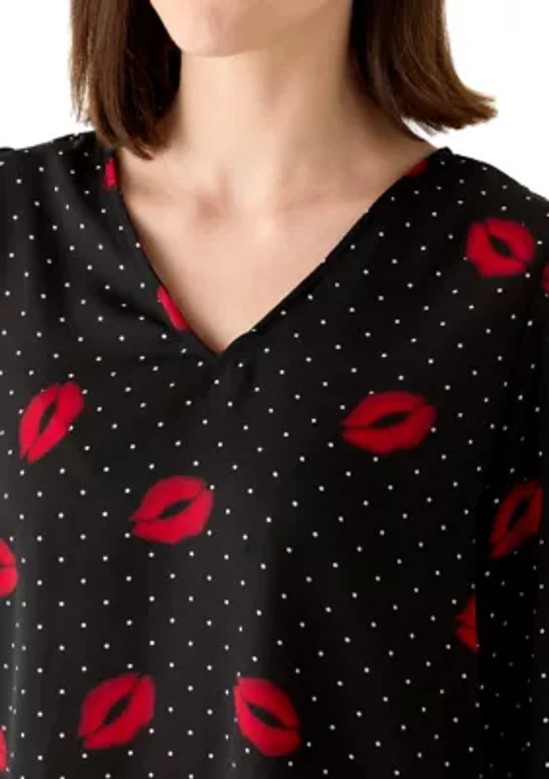 Women's Lip Kiss Print Blouse
