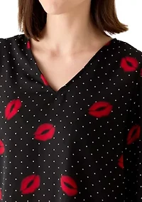 Women's Lip Kiss Print Blouse