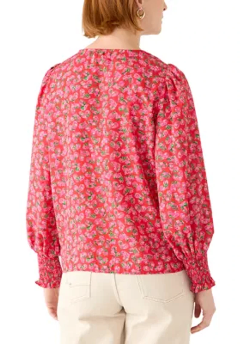 Women's Floral Heart Print Blouse