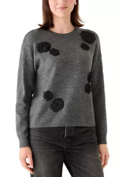 Women's 3D Floral Crew Neck Sweater
