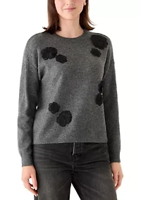 Women's 3D Floral Crew Neck Sweater
