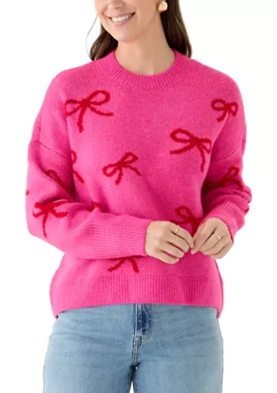 Women's All Over Bow Crew Neck Sweater