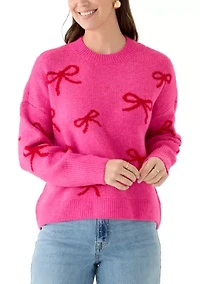 Women's All Over Bow Crew Neck Sweater