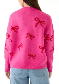 Women's All Over Bow Crew Neck Sweater