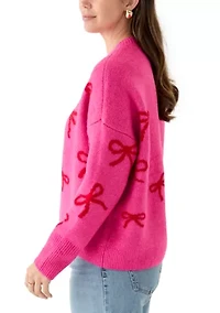 Women's All Over Bow Crew Neck Sweater