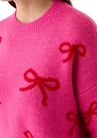 Women's All Over Bow Crew Neck Sweater