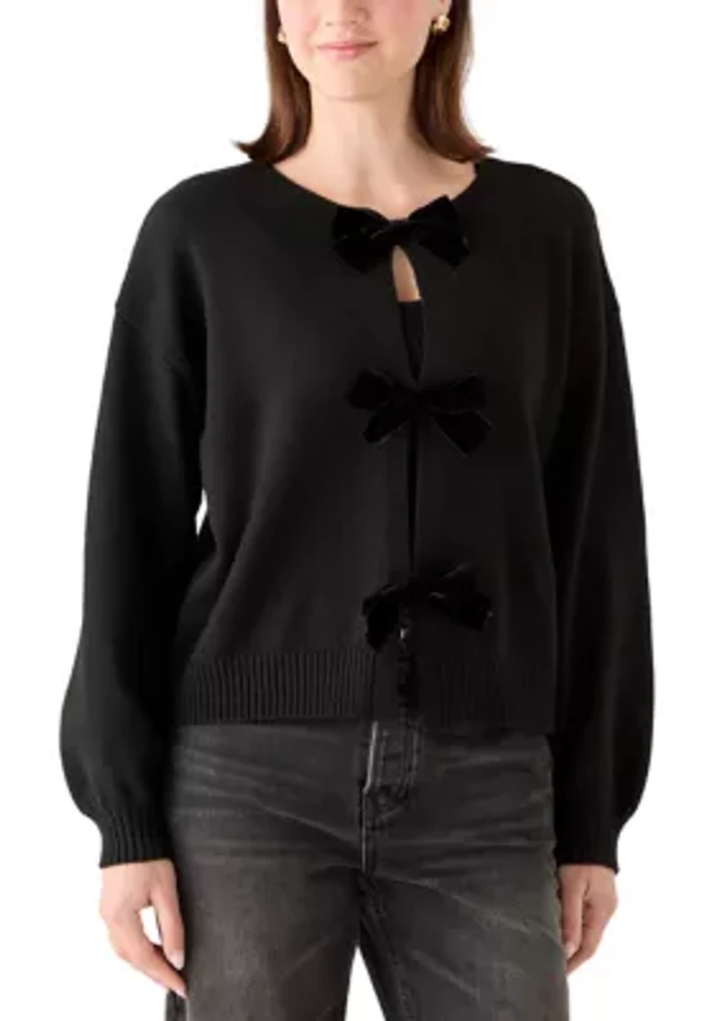 Women's Long Sleeve Bow Front Cardigan