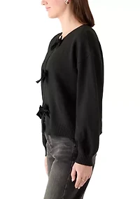 Women's Long Sleeve Bow Front Cardigan