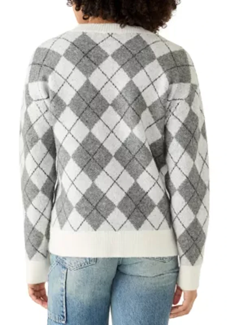 Women's Long Sleeve Argyle Cardigan