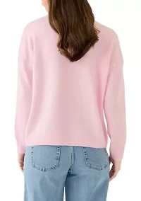 Women's Textured Heart Crew Neck Sweater