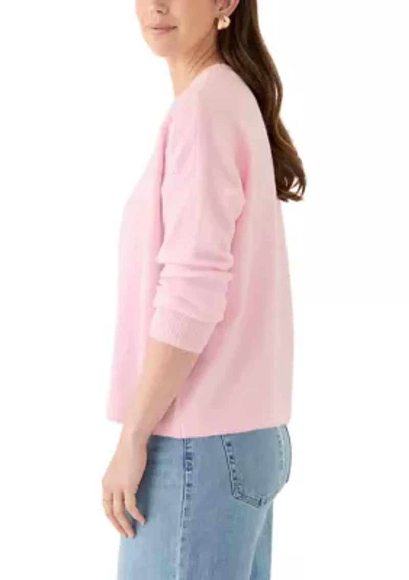 Women's Textured Heart Crew Neck Sweater