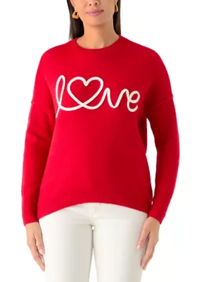 Women's Love Scribble Crew Neck Sweater