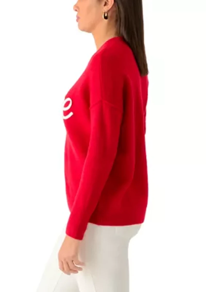 Women's Love Scribble Crew Neck Sweater