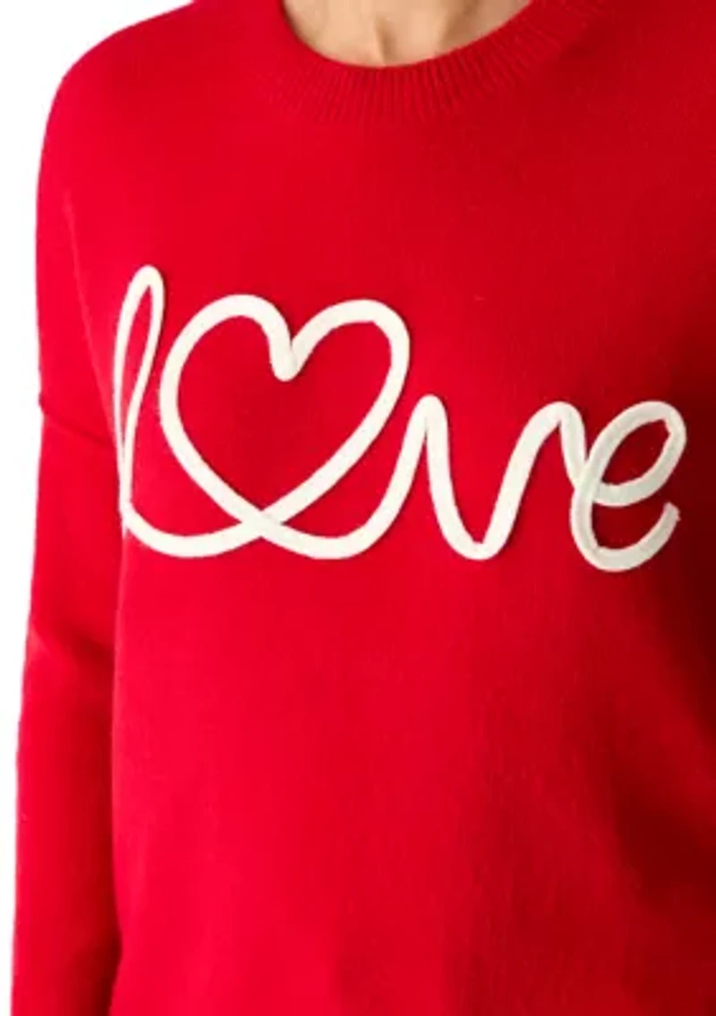 Women's Love Scribble Crew Neck Sweater