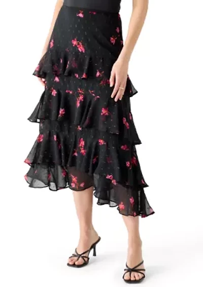 Women's Tiered Ruffle Floral Skirt