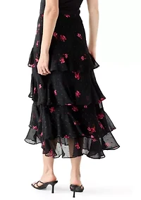Women's Tiered Ruffle Floral Skirt