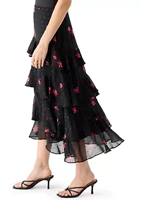 Women's Tiered Ruffle Floral Skirt