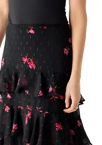 Women's Tiered Ruffle Floral Skirt