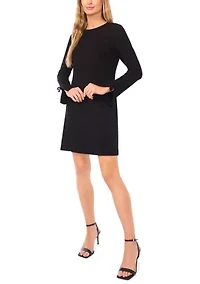 Women's Bow Sleeve Ponte Knit Shift Dress